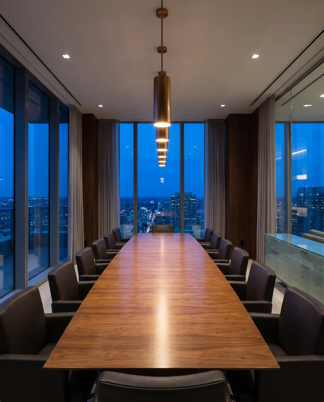 Modern conference room overlooking the city