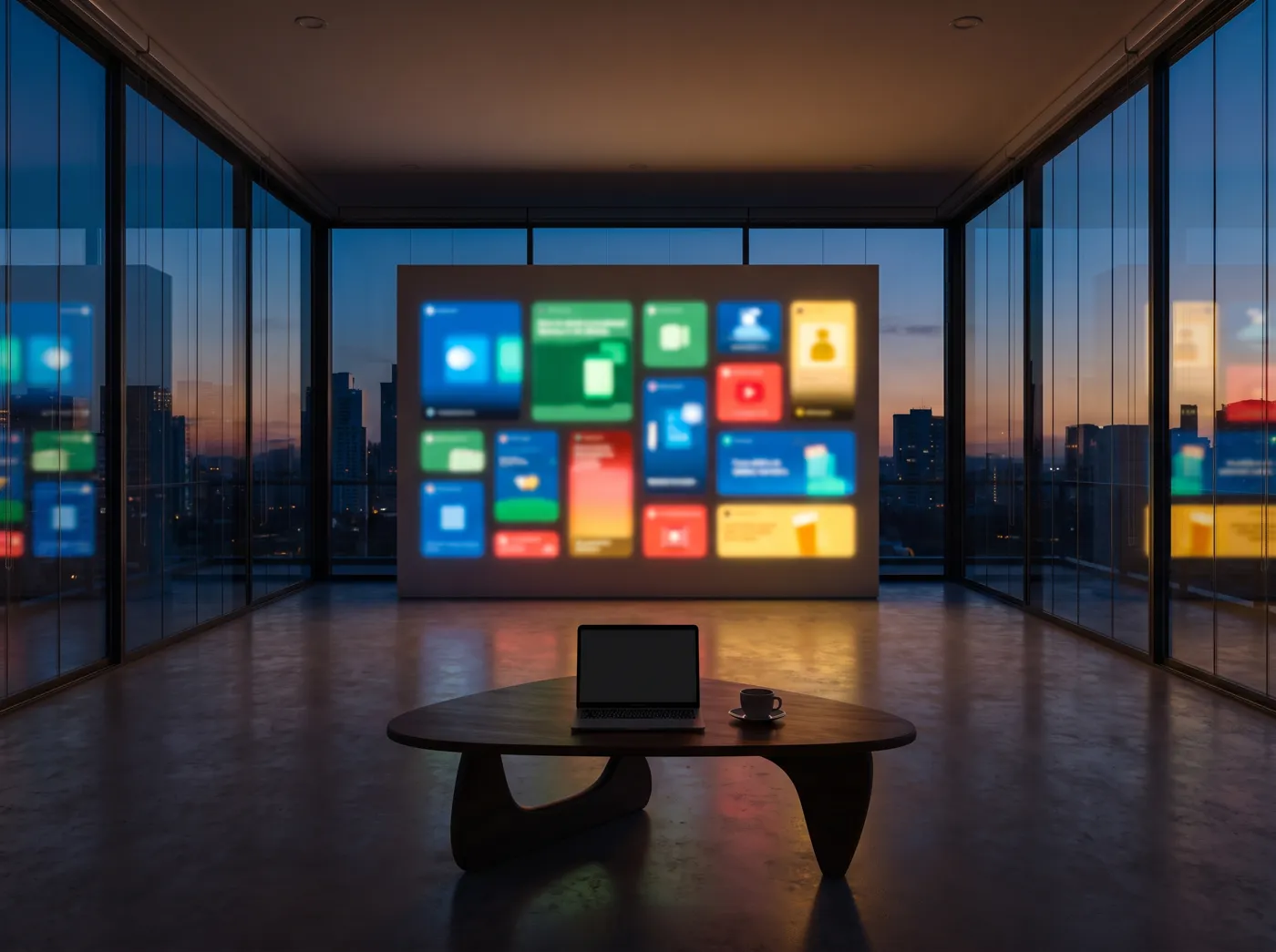 Studio display showing ad creative