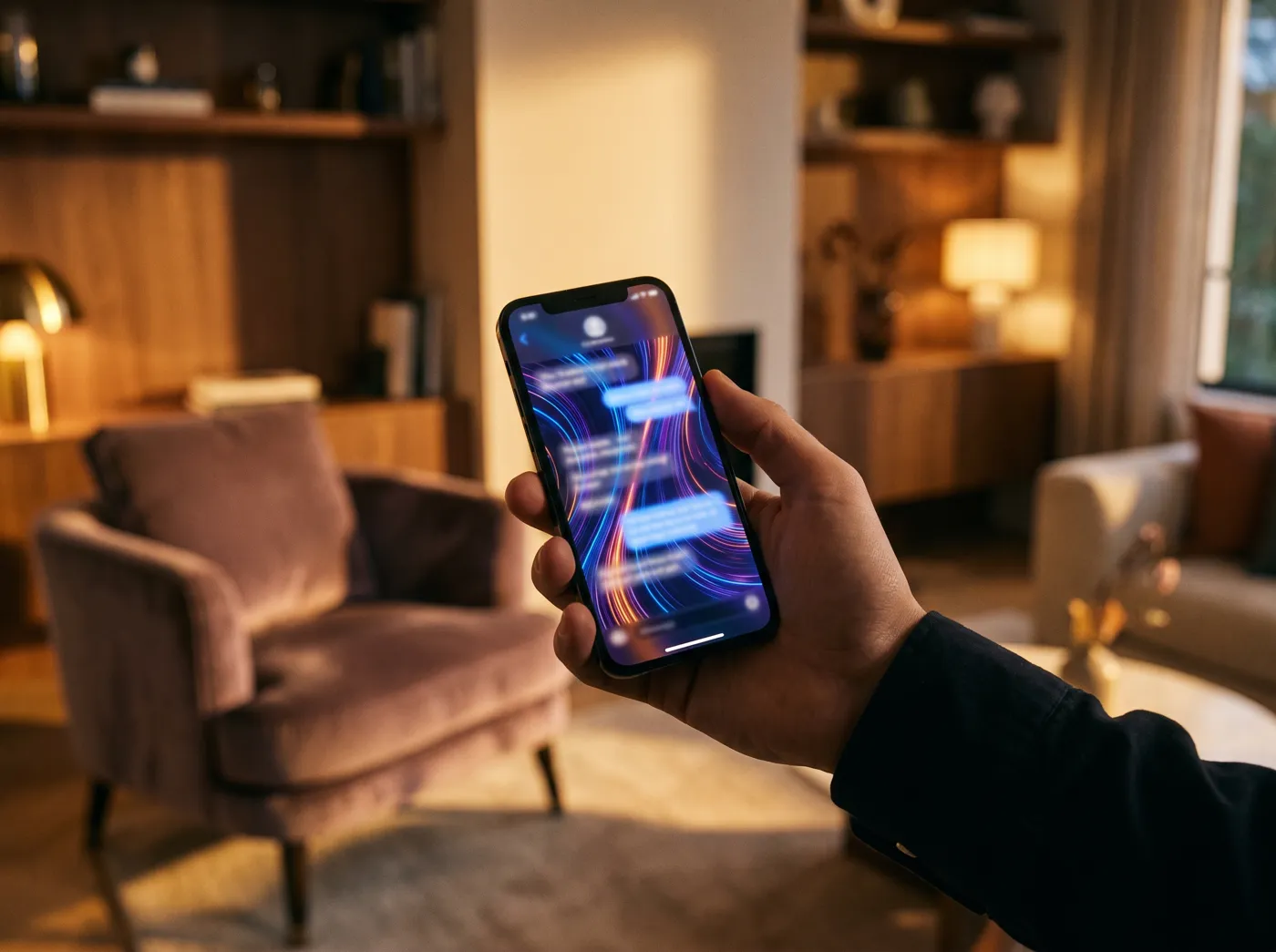 Person asking an AI assistant a question on a phone